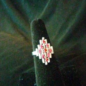Sterling Silver Art Deco Ruby Ring....Sz 6